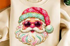 Pastel Santa Christmas PNG | Colorful Sunglasses Santa Png Product Image 2