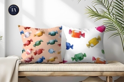 Seamless Watercolor Candy Colorful Wrapping Digital Paper Product Image 2