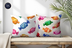 Hand Painted Candy Wrapped Colorful Watercolor Digital Paper Product Image 2