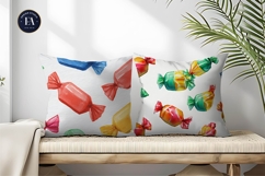 Colorful Wrapped Candy Hand Painted Watercolor Digital Paper Product Image 2