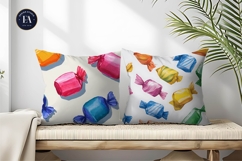 Watercolor Hand Painted Wrapped Candy Colorful Digital Paper Product Image 2