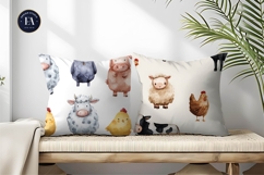 Seamless Farm Animals Watercolor Cows Chickens Paper Product Image 2