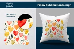 Hand-painted watercolor heart and leaves Pillow Cover printable background