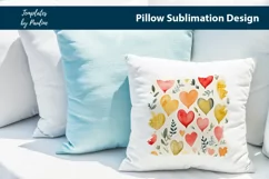 Hand-painted watercolor heart and leaves Pillow Cover printable background
