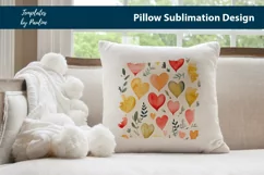 Hand-painted watercolor heart and leaves Pillow Cover printable background