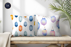 Watercolor Lanterns Floating Seamless Digital Paper Product Image 2