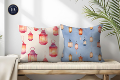 Hand-Painted Lanterns in Floating Style Digital Paper Product Image 2