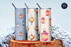 Hand-Painted Lanterns in Floating Style Digital Paper Product Image 3