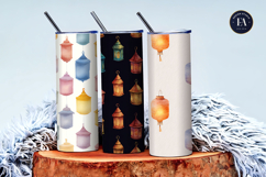 Hand-Painted Lanterns in Floating Style Digital Paper Product Image 3