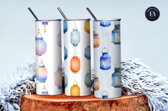Watercolor Lanterns Floating Seamless Digital Paper Product Image 3