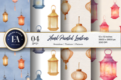 Hand-Painted Lanterns in Floating Style Digital Paper Product Image 1