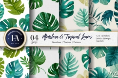 Palm and Monstera Leaves Seamless Background Digital Paper Product Image 1