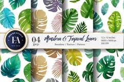 Tropical Monstera Leaves Seamless Design Digital Paper Product Image 1