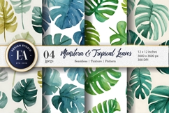 Hand-Painted Jungle Leaves Seamless Craft Digital Paper Product Image 1