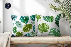 Palm and Monstera Leaves Seamless Background Digital Paper Product Image 2