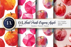 Origami Apples Hand-Painted Watercolor Seamles Digital Paper Product Image 1