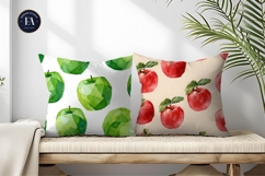 Hand-Painted Origami Apple Watercolor Seamless Digital Paper Product Image 2