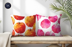 Origami Apples Hand-Painted Watercolor Seamles Digital Paper Product Image 2