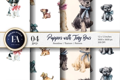 Watercolor Dogs with Tiny Bows Seamless Craft Digital Paper Product Image 1
