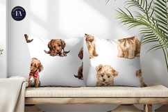 Puppies Wearing Bows Watercolor Seamless Digital Paper Product Image 2