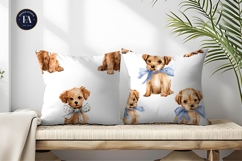 Watercolor Dogs with Tiny Bows Seamless Craft Digital Paper Product Image 2