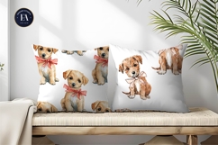 Tiny Bows Watercolor Hand Painted Puppies Digital Paper Product Image 2