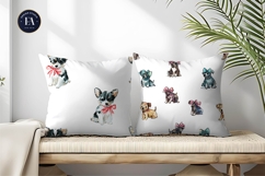 Watercolor Dogs with Tiny Bows Seamless Craft Digital Paper Product Image 2