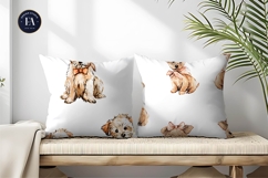 Watercolor Puppies with Tiny Bows Seamless Digital Paper Product Image 2