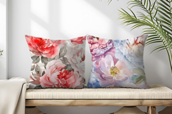 Hand-Painted Watercolor Roses and Peonies Digital Paper Product Image 2