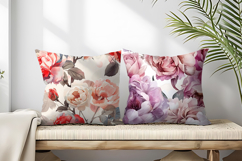 Hand-Painted Watercolor Roses and Peonies Digital Paper Product Image 2