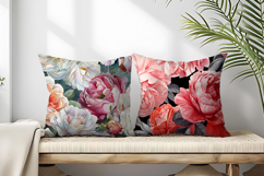 Hand-Painted Watercolor Roses and Peonies Digital Paper Product Image 2