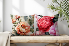 Hand-Painted Watercolor Roses and Peonies Digital Paper Product Image 2