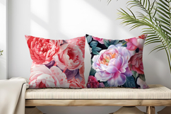 Hand-Painted Watercolor Roses and Peonies Digital Paper Product Image 2