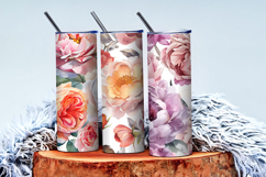 Hand-Painted Watercolor Roses and Peonies Digital Paper Product Image 3