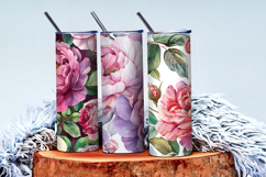 Hand-Painted Watercolor Roses and Peonies Digital Paper Product Image 3