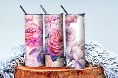 Hand-Painted Watercolor Roses and Peonies Digital Paper Product Image 3