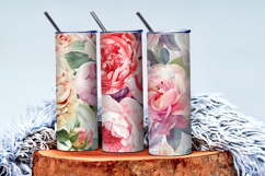 Hand-Painted Watercolor Roses and Peonies Digital Paper Product Image 3