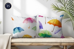 Watercolor Umbrellas Floating Seamless Pattern Digital Paper Product Image 2