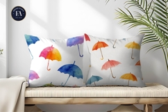 Watercolor Umbrellas Floating Seamless Pattern Digital Paper Product Image 2