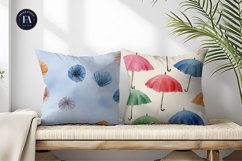 Watercolor Umbrellas Floating Seamless Pattern Digital Paper Product Image 2