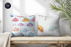 Floating Watercolor Umbrellas Seamless Print Digital Paper Product Image 2