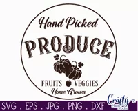 Vintage Farmhouse Home Round Sign Svg | Hand Picked Produce Product Image 2