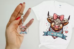 Cute highland cow, I love moo Sublimation PNG. Product Image 3