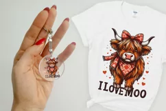 Cute highland cow, I love moo Sublimation PNG. Product Image 3
