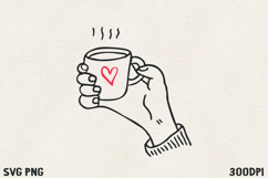 Cute Hand Holding Coffee Cup SVG PNG | Cozy Valentine Coffee Product Image 1