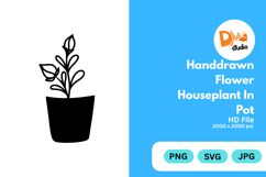 Handdrawn Flower Houseplant in Pot Product Image 1