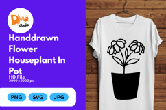Handdrawn Flower Houseplant in Pot Product Image 1