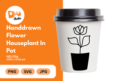 Handdrawn Flower Houseplant in Pot Product Image 1