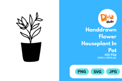 Handdrawn Flower Houseplant in Pot Product Image 1
