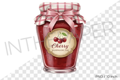 Sweet red cherry jam in a cute ribbon jar PNG Clipart Product Image 1